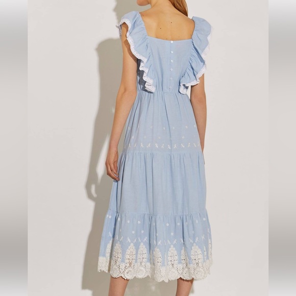 River Island blue and cream lace trim dress - Picture 3 of 5